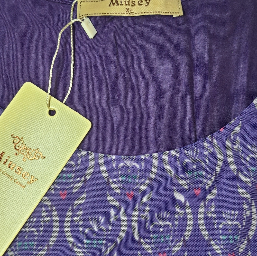 Purple Patterned Blouse - Picture 3 of 5
